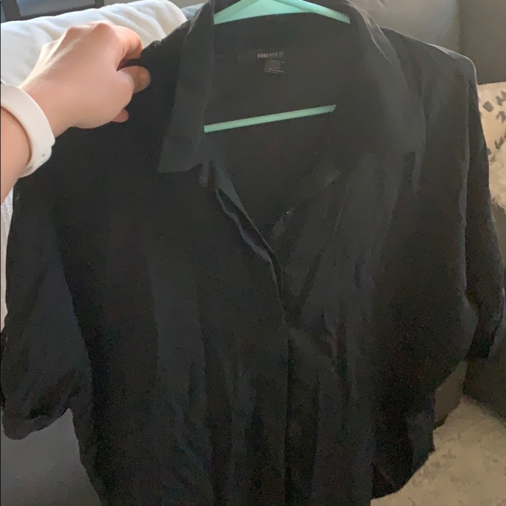 Black Silk Flowy T shirt blouse